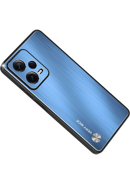 Xiaomi Redmi Için Note 12 Pro+ 5g Telefon Kapağı Tpu Tampon Alüminyum Alaşım Geri Fırçalanmış Telefon Kılıfı-Mavi (Yurt Dışından)