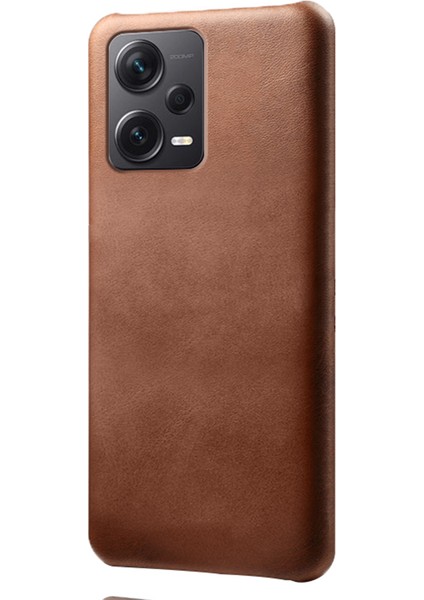 Xiaomi Redmi Için Note 12 Pro+ 5g Buzağı Dokulu Telefon Kapağı Ön Çizgeli Pu Deri Kaplamalı Pc Cep Telefon Kılıfı-Kahverengi (Yurt Dışından)