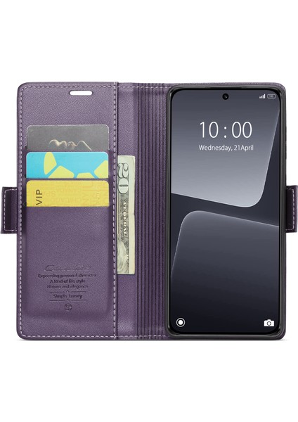 Xiaomi 13 Pu Deri Kapak Rfıd Engelleme Koruyucu Kılıf-Mor (Yurt Dışından) fiyatları