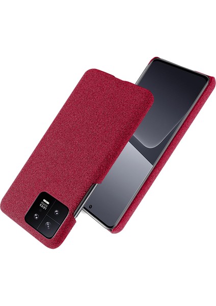 Xiaomi 13 5g Slip Olmayan Koruyucu Akıllı Telefon Kılıfı Düz ​​renk Sert Pc Bez Doku Telefon Kapağı-Kırmızı (Yurt Dışından) fiyatları