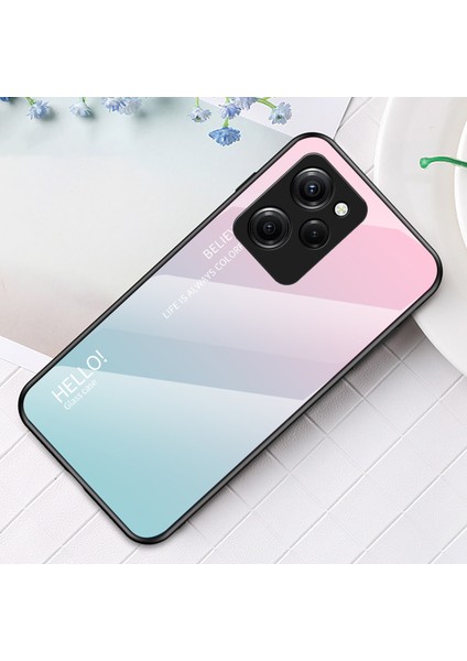 Xiaomi Poco X5 Pro 5g/redmi Için Note 12 Pro Speed ​​5g Telefon Kılıfı Temperli Cam Ince Kılıf-Gradyan Pembe Mavisi (Yurt Dışından)