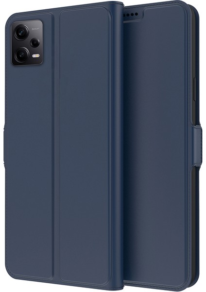 Xiaomi Redmi Için Note 12 Pro+ 5g Deri Telefon Kılıfı Stand Kartı Tutucu Cep Telefonu Kapağı-Mavi (Yurt Dışından)