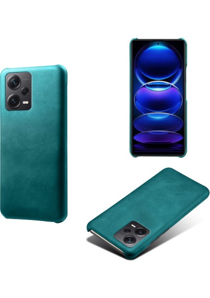 Xiaomi Redmi Için Note 12 Pro+ 5g Buzağı Dokulu Telefon Kapağı Ön Çizgiye Anti-Kılavuz Deri Kaplamalı Pc Cep Telefon Kılıfı-Yeşil (Yurt Dışından)