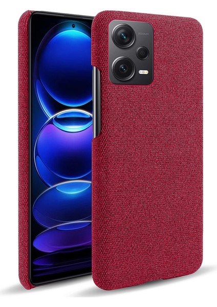 Xiaomi Redmi Için Note 12 Pro+ 5g Şok Geçirmez Akıllı Telefon Kılıfı Düz ​​renk Sert Pc+ Bez Telefon Kapağı-Kırmızı (Yurt Dışından)
