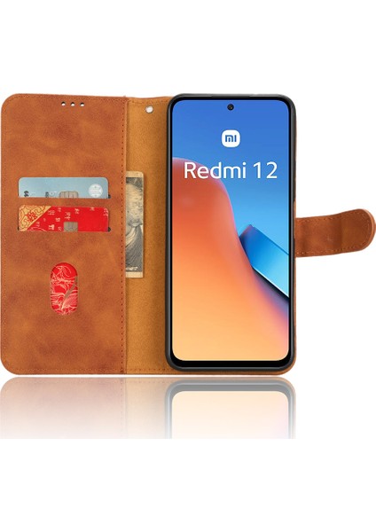 Xiaomi Için Pu Deri Telefon Kapağı Redmi 12 4g Cep Telefonu Kılıf Cilt Touch Stand Cüzdan Kabuğu-Kahverengi (Yurt Dışından) fiyatları