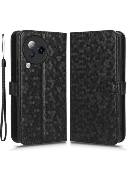 Xiaomi Civi 3 5g Deri Telefon Kılıfı Dot Dot Basılı Cüzdan Şok Geçirmez Stand Kapağı-Siyah (Yurt Dışından)