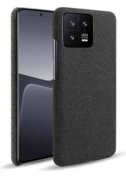 Xiaomi 13 5g Slip Olmayan Koruyucu Akıllı Telefon Kılıfı Düz ​​renk Sert Pc Bez Doku Telefon Kapağı-Siyah (Yurt Dışından)