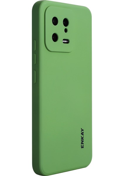 Xiaomi 13 5g Sıvı Silikon Telefon Kılıfı Düz ​​kenar Koşu Kılavuzu Telefon Kapağı-Açık Yeşil (Yurt Dışından)
