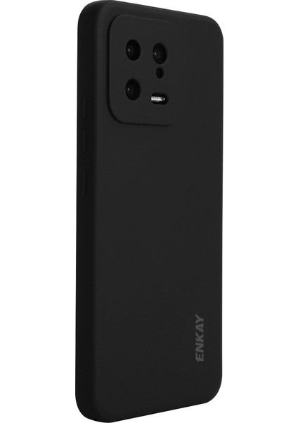 Xiaomi 13 5g Sıvı Silikon Telefon Kılıfı Düz ​​kenar Anti-Kırpma Telefon Kapağı-Siyah (Yurt Dışından)