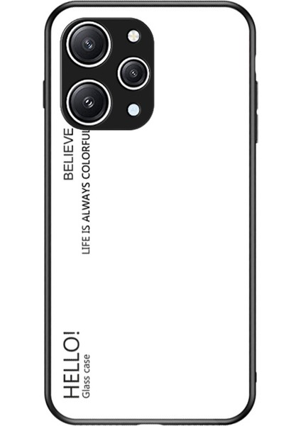 Xiaomi Redmi Için 12 4g Gradyan Temsilli Cam Kılıf Pc+Tpu Çizilmeye Dayanıklı Telefon Kapağı-Beyaz (Yurt Dışından)