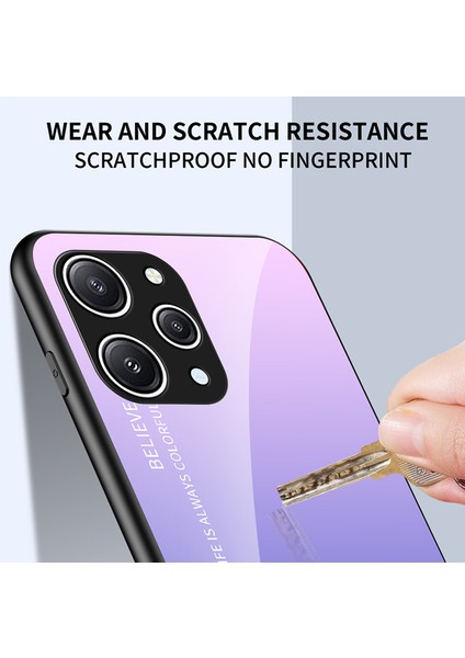 Xiaomi Redmi Için 12 4g Gradyan Temsilli Cam Kılıf Pc+Tpu Çizilmeye Dayanıklı Telefon Kapağı-Beyaz (Yurt Dışından) fiyatları