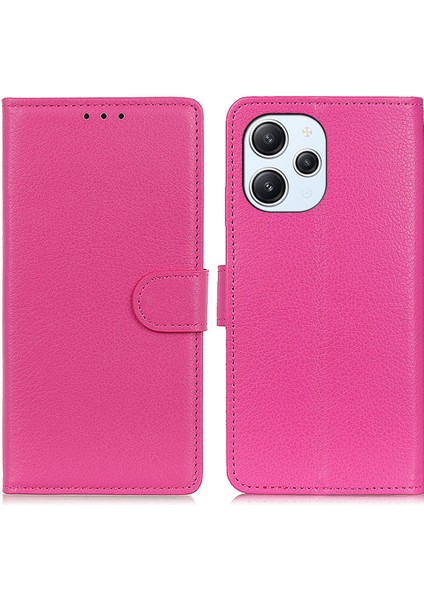 Xiaomi Redmi Için 12 4g Cüzdan Stand Kapağı Klasik Litchi Doku Pu Deri Deri Şok Geçirmez Telefon Kılıfı-Gül (Yurt Dışından)