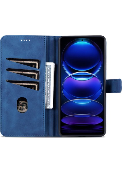 Xiaomi Redmi Için Note 12 Pro+ 5g/not 12 Explorer 5g (Discovery Edition) Pu Deri Telefon Kılıfı Cüzdan Stand Manyetik Flip Telefon Kapağı-Mavi (Yurt Dışından)