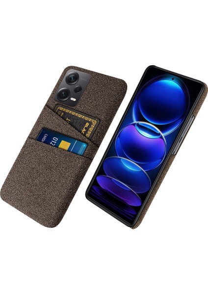 Xiaomi Redmi Için Note 12 Pro+ 5g Kumaş Doku Telefon Arka Kapak Ince Fit Cep Telefonu Koruyucu Kılıf 2 Kart Yuvası-Kahverengi (Yurt Dışından)