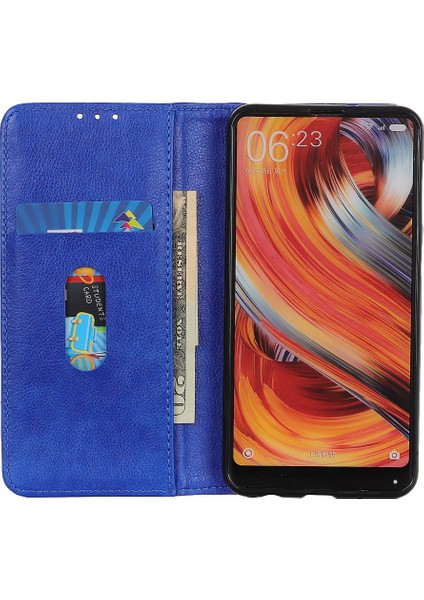 Xiaomi Redmi Için Note 12 Pro+ 5g/redmi Note 12 Explorer 5g Litchi Doku Cüzdan Kılıf Bölünmüş Deri Manyetik Otomatik Ahmsorbed Flip Stand Telefon Kapağı-Mavi (Yurt Dışından)