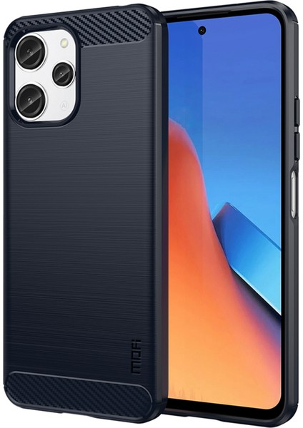 Xiaomi Redmi Için 12 4g Karbon Fiber Doku Kabuğu Fırçalanmış Tpu Telefon Vaka Kapak-Mavi (Yurt Dışından)