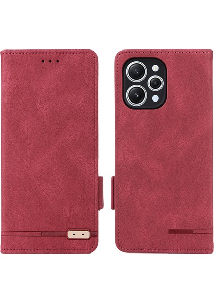 Xiaomi Redmi Için 12 4g Donanım Dekoru Pu Deri Cüzdan Telefon Kılıfı Stand Koruyucu Kapak-Gül (Yurt Dışından)