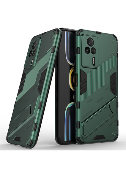Xiaomi Redmi K60E 5g Için Telefon Kapağı Kickstand Çizgiye Karşı Çizgiye Karşı Tpu+Pc Cep Telefon Kılıfı-Yeşil (Yurt Dışından)