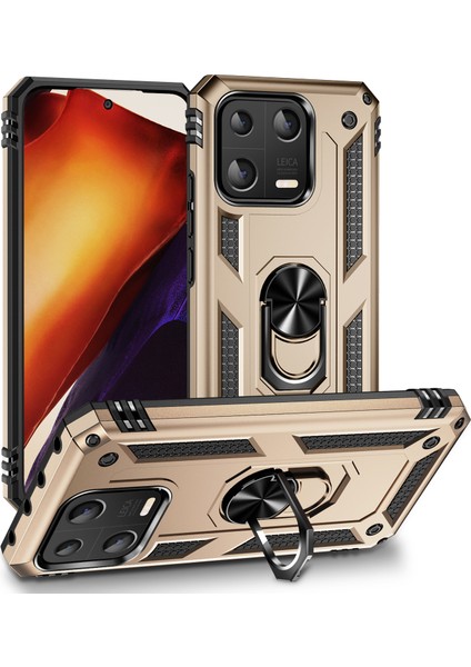 Xiaomi 13 5g Için Yüzük Kickstand Telefon Kasası Askeri Sınıf Anti-Drop Pc+Tpu Koruyucu Kapak-Altın (Yurt Dışından)