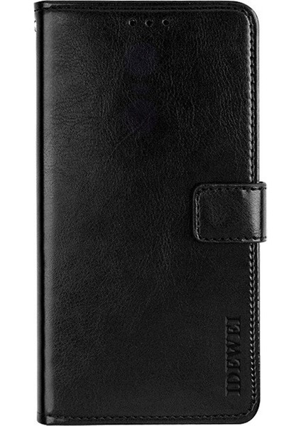 Xiaomi Redmi Için Note 12 Pro+ 5g Telefon Kılıf Çılgın At Dokusu Anti-Çizgi Pu Deri Deri Deri Stand Cüzdan Çizilmeye Dayanıklı Telefon Kapağı-Siyah (Yurt Dışından)