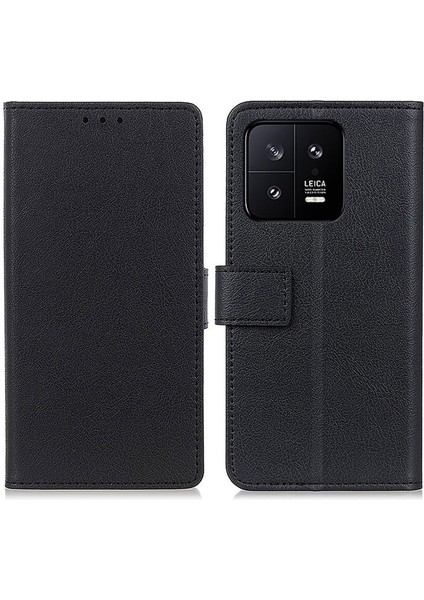 Xiaomi 13 Pro 5g Için Tam Koruma Telefon Kılıfı Dokulu Pu Deri Stand Cüzdan Damla Geçirmez Kapak-Siyah (Yurt Dışından)