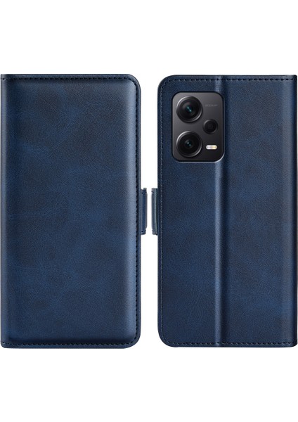 Xiaomi Için Redmi Note 12 Pro+ 5g Buzağı Doku Standı Pu Deri Cüzdan Kapağı-Mavi (Yurt Dışından)