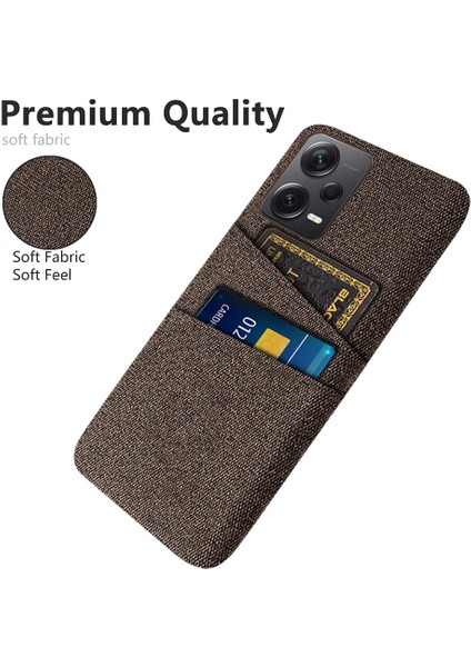 Xiaomi Redmi Için Note 12 Pro+ 5g Kumaş Doku Telefon Arka Kapak Ince Fit Cep Telefonu Koruyucu Kılıf 2 Kart Yuvası-Kahverengi (Yurt Dışından)