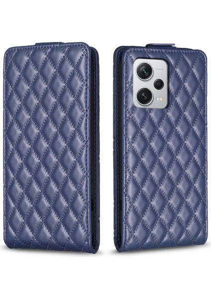 Xiaomi Redmi Için Note 12 Pro+ 5g Deri Stand Kapağı Rhombus Rhombus Baskılı Dikey Flip Kart Yuvaları Telefon Kılıfı-Mavi (Yurt Dışından)