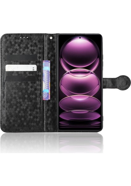 Xiaomi Redmi Için Flip Folio Telefon Kılıfı Note 12 Pro+ 5g Dot Desen Baskı Pu Deri Cüzdan Stand Anti-Çizelge Cep Telefon Kapağı Kayışlı-Siyah (Yurt Dışından)