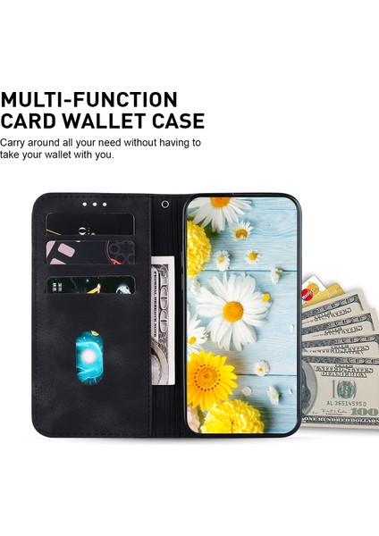 Xiaomi Redmi Için Note 12 Pro+ 5g Telefon Deri Kılıf Stand Cüzdan Baskılı Zambak Çiçek Telefon Kapağı-Siyah (Yurt Dışından)