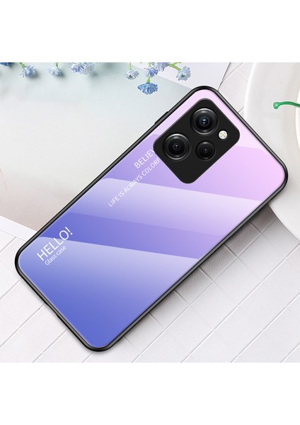 Xiaomi Poco X5 Pro 5g/redmi Için Note 12 Pro Speed ​​5g Telefon Kılıfı Temperli Cam Ince Kılıf-Gradyan Pembe Mor (Yurt Dışından)