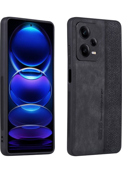 Xiaomi Redmi Için Note 12 Pro+ 5g Baskılı Desenli Telefon Kılıfı Düşüş Koşullu Pu Deri Kaplamalı Tpu Kapağı-Siyah (Yurt Dışından)