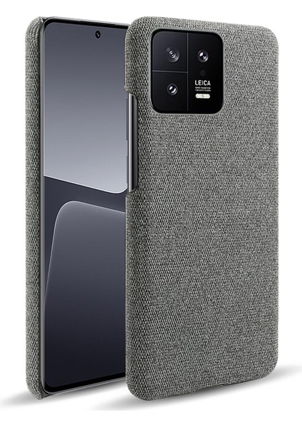 Xiaomi 13 5g Slip Olmayan Koruyucu Akıllı Telefon Kılıfı Düz ​​renk Sert Pc Bez Doku Telefon Kapağı-Gri (Yurt Dışından)