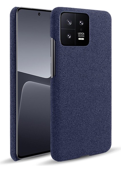 Xiaomi 13 5g Slip Olmayan Koruyucu Akıllı Telefon Kılıfı Düz ​​renk Sert Pc Bez Doku Telefon Kapağı-Mavi (Yurt Dışından)
