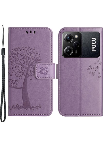Xiaomi Poco X5 Pro 5g/redmi Için Note 12 Pro Speed ​​5g Baykuş Ağacı Baskılı Pu Deri Stand Bırakma Korumalı Cep Telefonu Cüzdan Kapağı-Mor (Yurt Dışından)