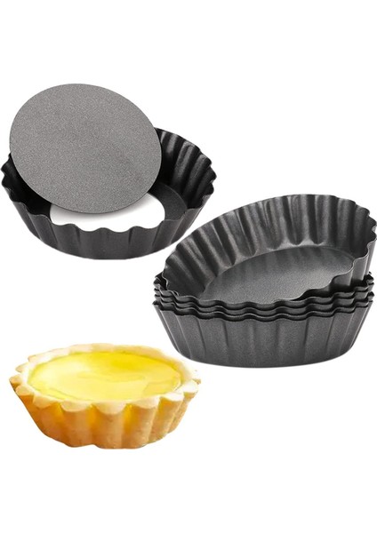 6 Adet Yumurta Tart, 3 Inç Mini Tart Tavalar Çıkarılabilir Alt, Cupcake Kek Muffin Kalıp Teneke Tava Pişirme Aracı (Yurt Dışından)
