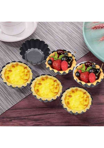 6 Adet Yumurta Tart, 3 Inç Mini Tart Tavalar Çıkarılabilir Alt, Cupcake Kek Muffin Kalıp Teneke Tava Pişirme Aracı (Yurt Dışından)