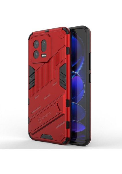 Xiaomi 13 5g Için Kickstand Telefon Kapağı Anti-Drop Sert Pc Yumuşak Tpu Hibrit Kılıf-Kırmızı (Yurt Dışından)