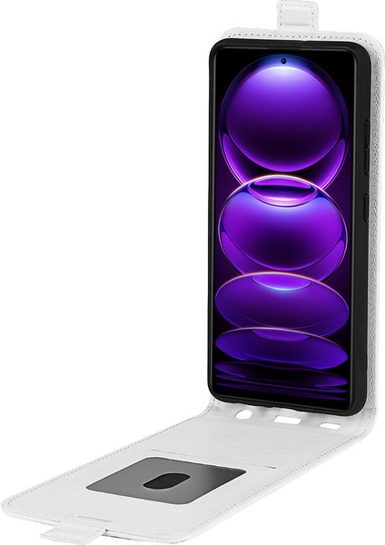 Xiaomi Redmi Için Dikey Flip Deri Kapağı Note 12 Pro+ 5g Kart Yuvalı Çılgın At Doku Kılıfı-Beyaz (Yurt Dışından)