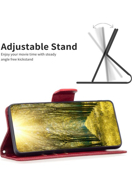 Xiaomi Civi Için 3 5g Dokulu Stand Telefon Kılıfı Koşulu Renk Cüzdan Pu Deri+Iç Tpu Telefon Kapağı-Kırmızı (Yurt Dışından)