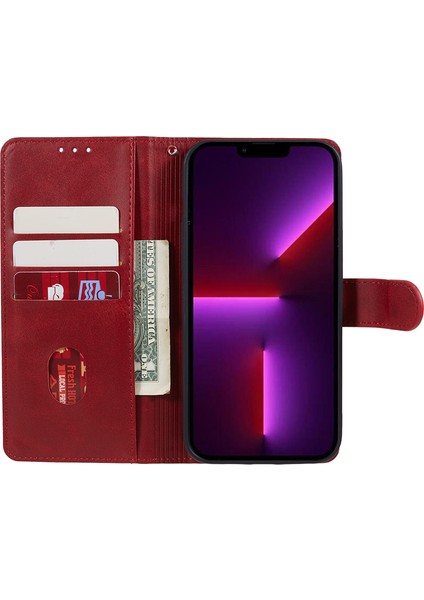 Xiaomi Redmi Için 12 4g Cüzdan Flip Kılıf Buzağı Dokusu Pu Derisi Tam Vücut Şok Geçirmez Stand Telefon Kapağı-Kırmızı (Yurt Dışından) fiyatları