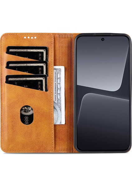 Xiaomi 13 5g Flip Deri Telefon Kılıfı Stand Cüzdan Cowhide Doku Şok Geçirmez Telefon Kapağı-Kahverengi (Yurt Dışından) fiyatları