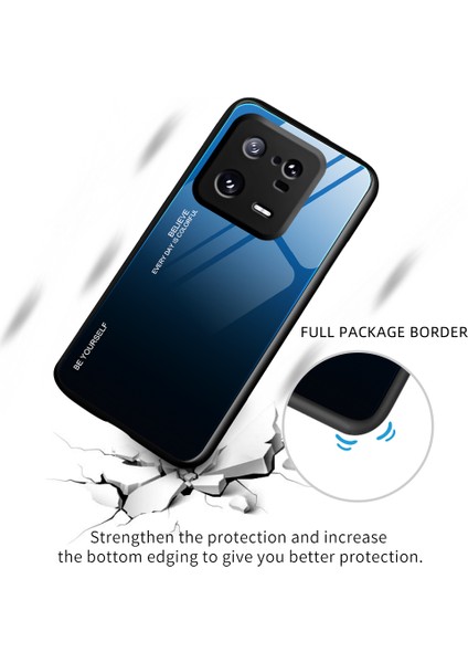 Xiaomi 13 5g Gradyan Renk Temsilli Cam Telefon Kılıfı Pc+Tpu Düşme Önleme Koruyucu Kapak-Mavi/siyah (Yurt Dışından) fiyatları