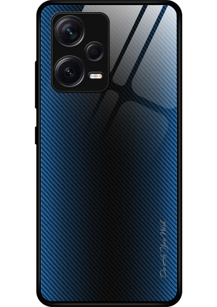 Xiaomi Redmi Için Note 12 Pro+ 5g Şok Geçirmez Telefon Kılıf Karbon Fiber Doku Ince Kılıf Temperli Cam+ Tpu Telefon Kapağı-Bebek Mavisi (Yurt Dışından)