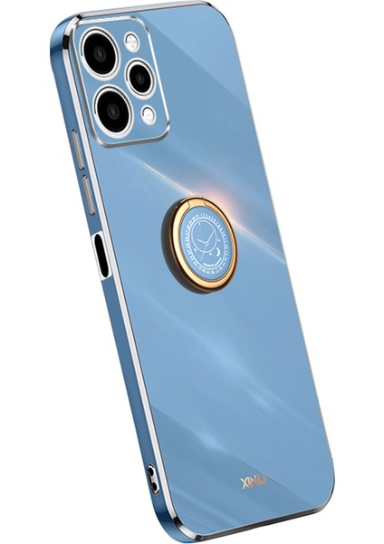 Xiaomi Redmi Için 12 4g Elektruman Telefon Kılıf Yüzüğü Kickstand Tpu Arka Kapak-Blue (Yurt Dışından)
