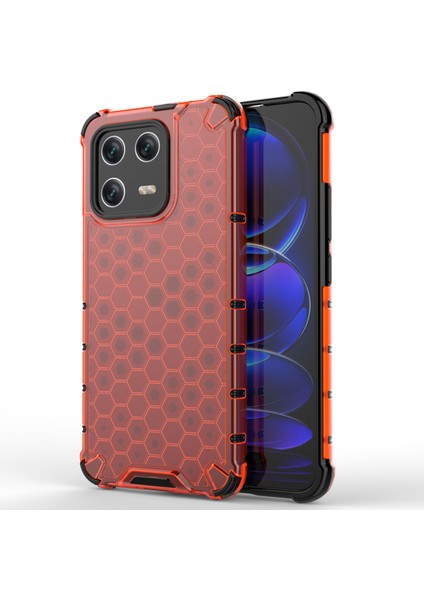 Xiaomi 13 Için Fingerprint Anti-Farrint Petek Dokusu Tpu+Pc Koruyucu Koruma Şok Geçirmez Telefon Geri Kapak-Kırmızı (Yurt Dışından)
