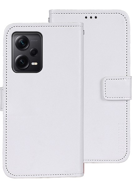Xiaomi Redmi Için Note 12 Pro+ 5g Telefon Kılıfı Çılgın At Dokusu Anti-Çizgi Pu Deri Deri Stand Cüzdan Çizilmeye Dayanıklı Telefon Kapağı-Beyaz (Yurt Dışından)