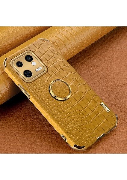 Xiaomi 13 5g Halka Kickstand Elektrodustan Telefon Kasası Çarpma Geçirmez Timsah Doku Pu Deri Kaplamalı Tpu Kapak-Sarı (Yurt Dışından) fiyatları