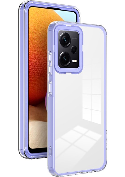Xiaomi Redmi Için Note 12 Pro+5g Telefon Kılıfı Tpu Arka Plaka+Pc Çerçevesi+Pc Kamera Çerçevesi 3-1 Arada Kapak-Purple (Yurt Dışından)