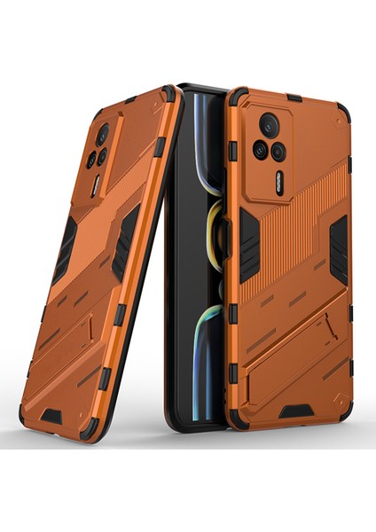 Xiaomi Redmi K60E 5g Için Telefon Kapağı Kickstand Kıvrık Tpu+Pc Anti-Cratch Cep Telefon Kılıfı-Turuncu (Yurt Dışından)